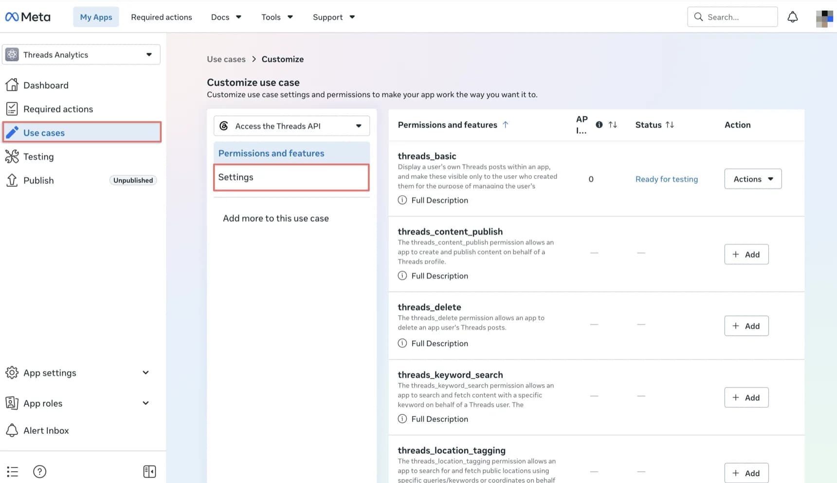 Threads API Settings に戻る